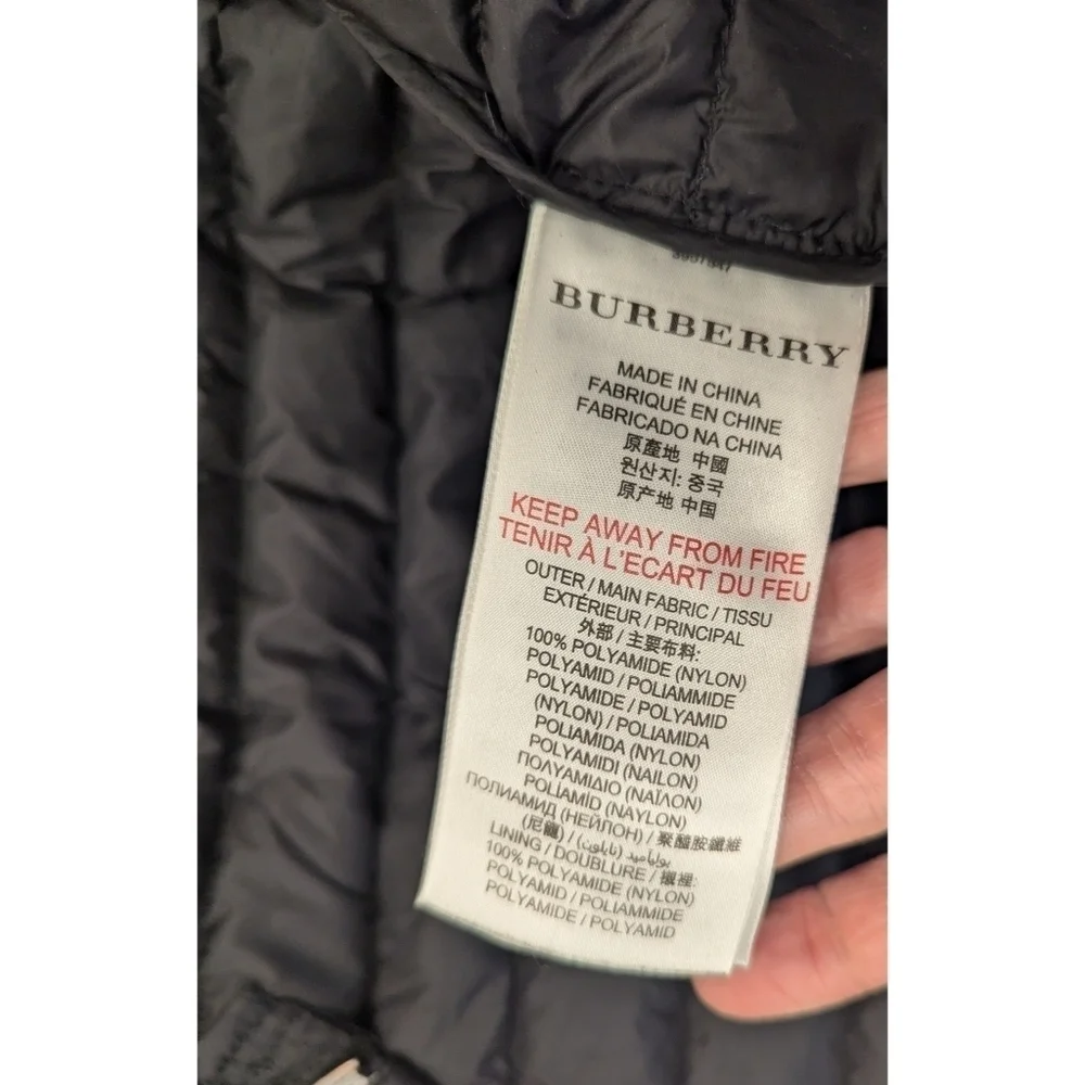 Burberry Children Black Quilted Puffy Duck Down Jacket Size 8 - Picture 11 of 15